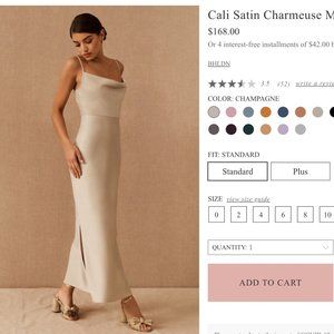 Cali Satin Charmeuse Midi Dress BHLDN Bridesmaid Dress Size 0